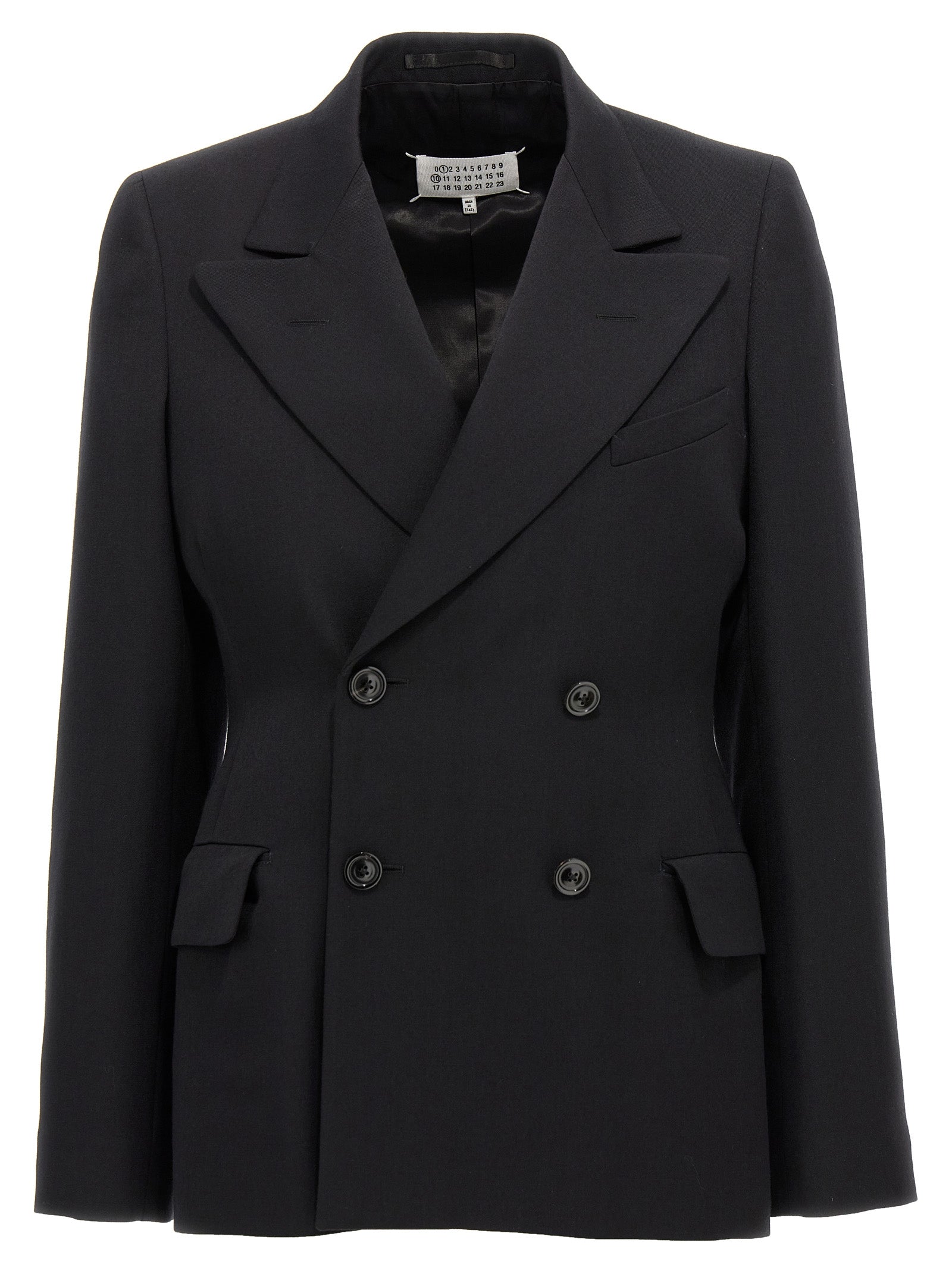 Double-Breasted Wool Blazer — Black