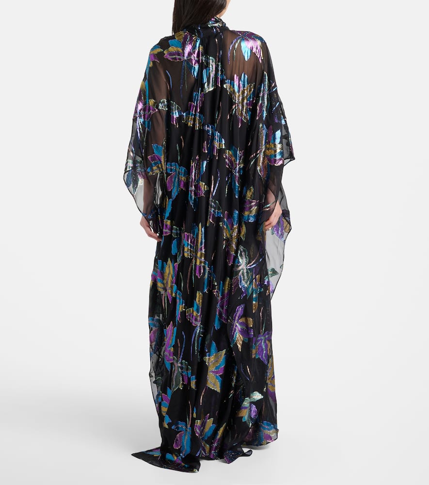 Stevie tie-neck silk-blend lamé kaftan