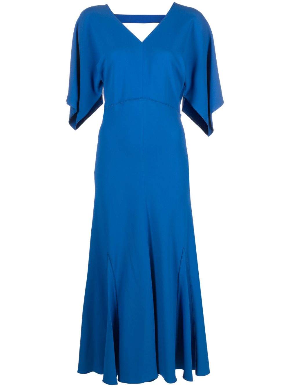 Draped-sleeve midi dress - Blue