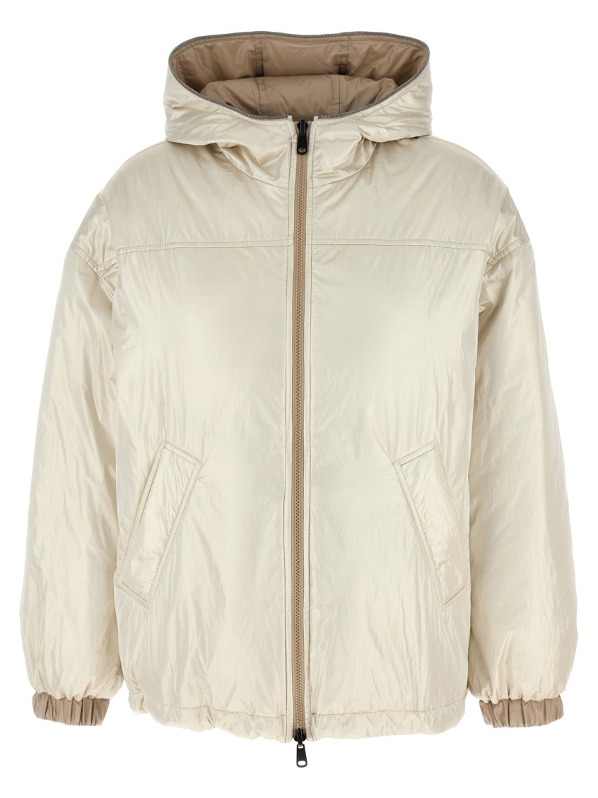 -Laminated Reversible Down Jacket Giacche Beige-Donna