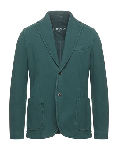 Man Blazer Dark green Size 38 Cotton, Elastane