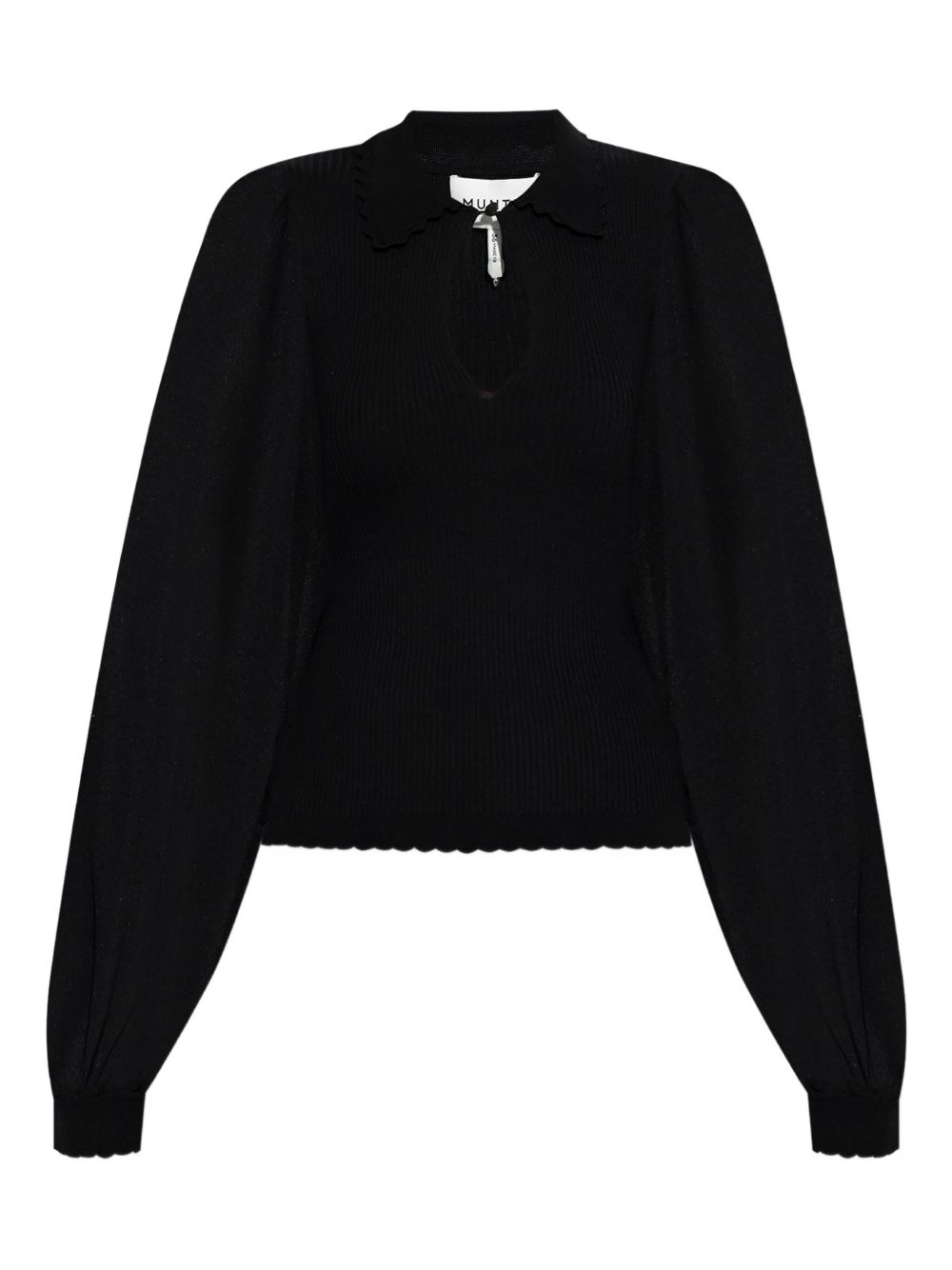 Puff-sleeve keyhole top - Black