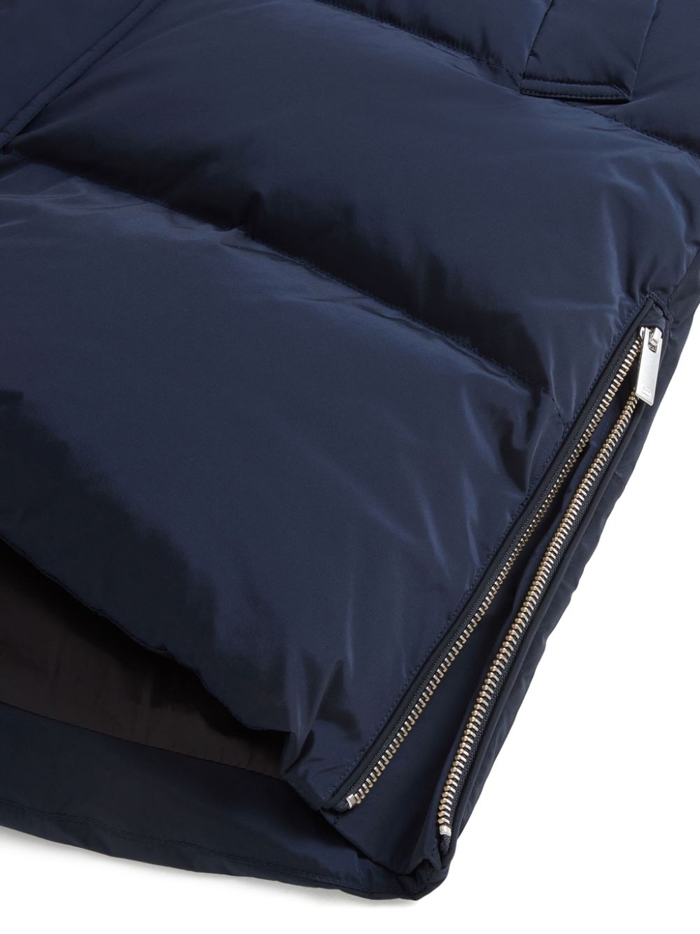 Womens Navy Blue Quilted Down Jacket With Hood