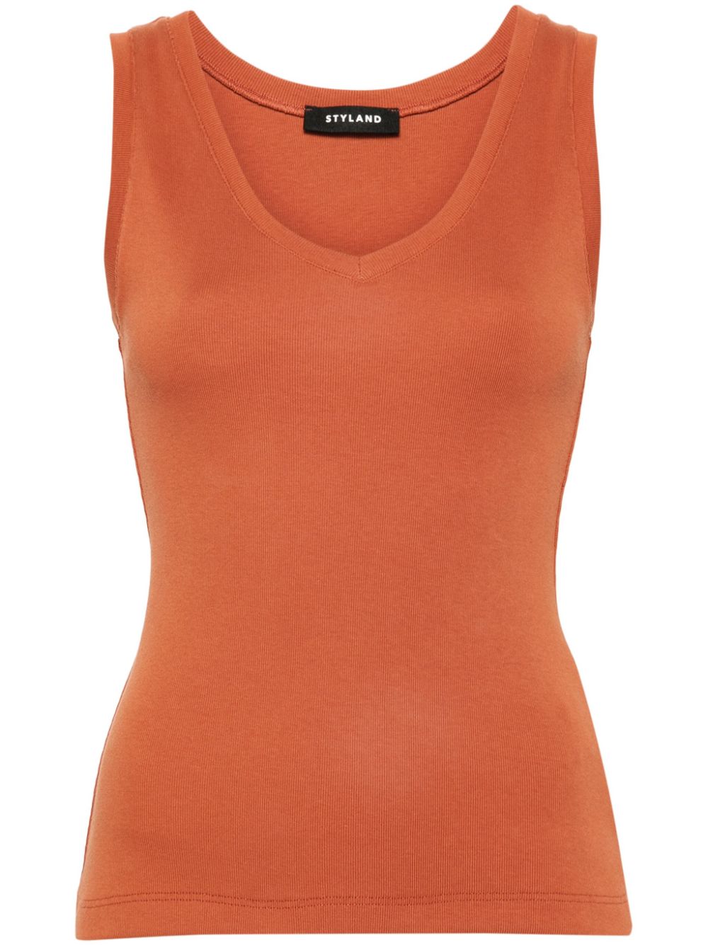 Sleeveless ribbed tank top - White