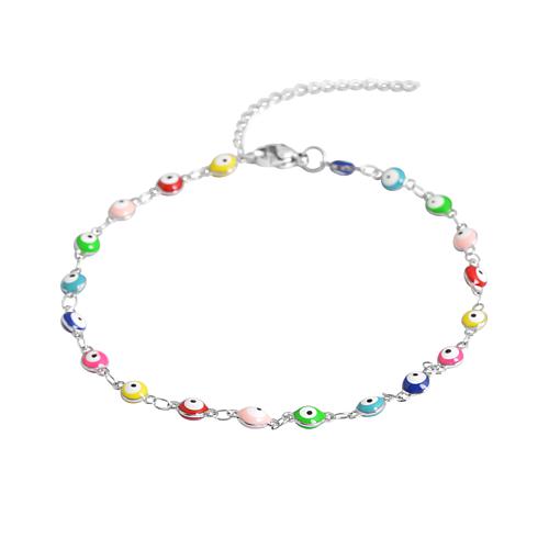 Multi-Color Evil Eye Station Ankle Bracelet