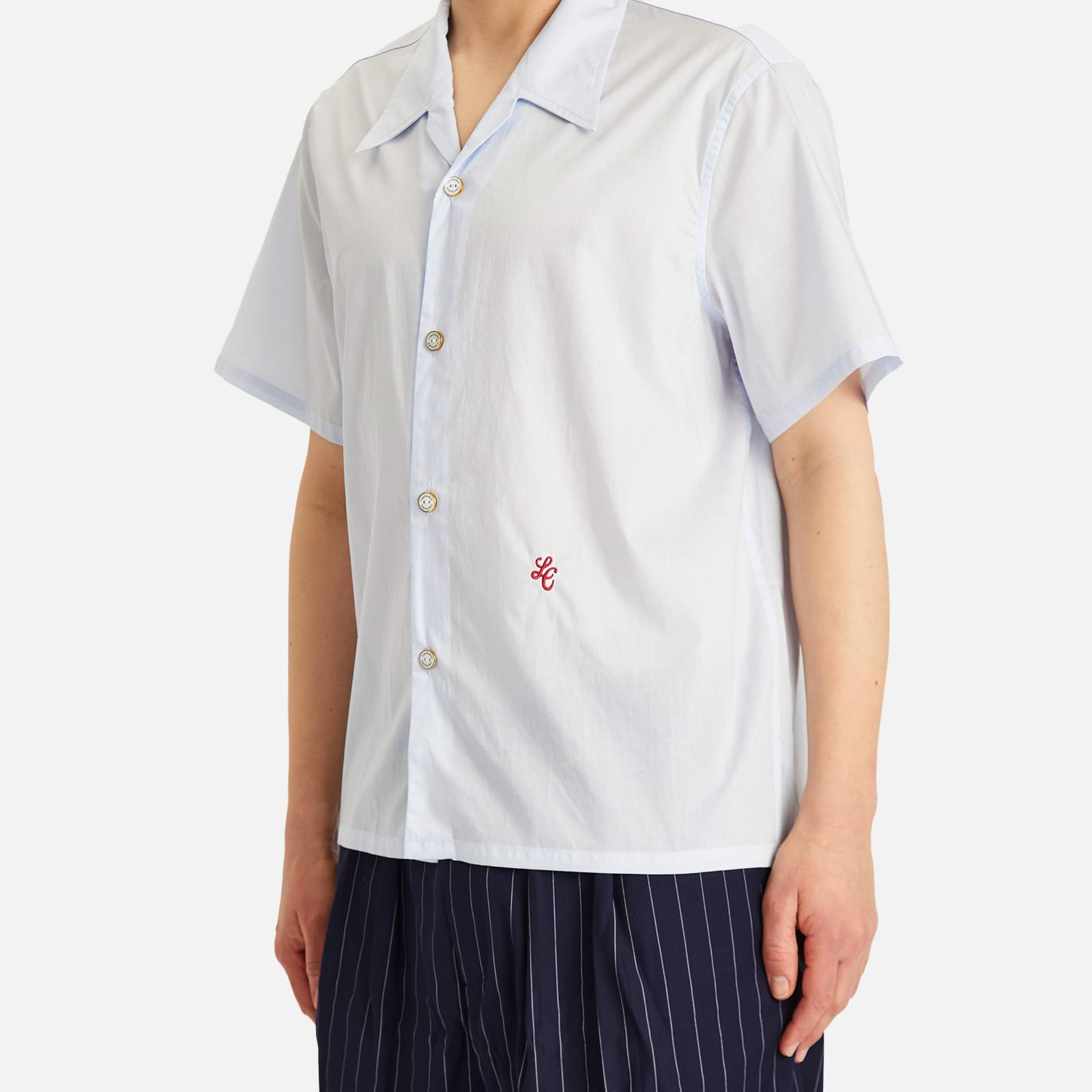 Late Checkout Men's Short Sleeve Shirt in Ice Blue