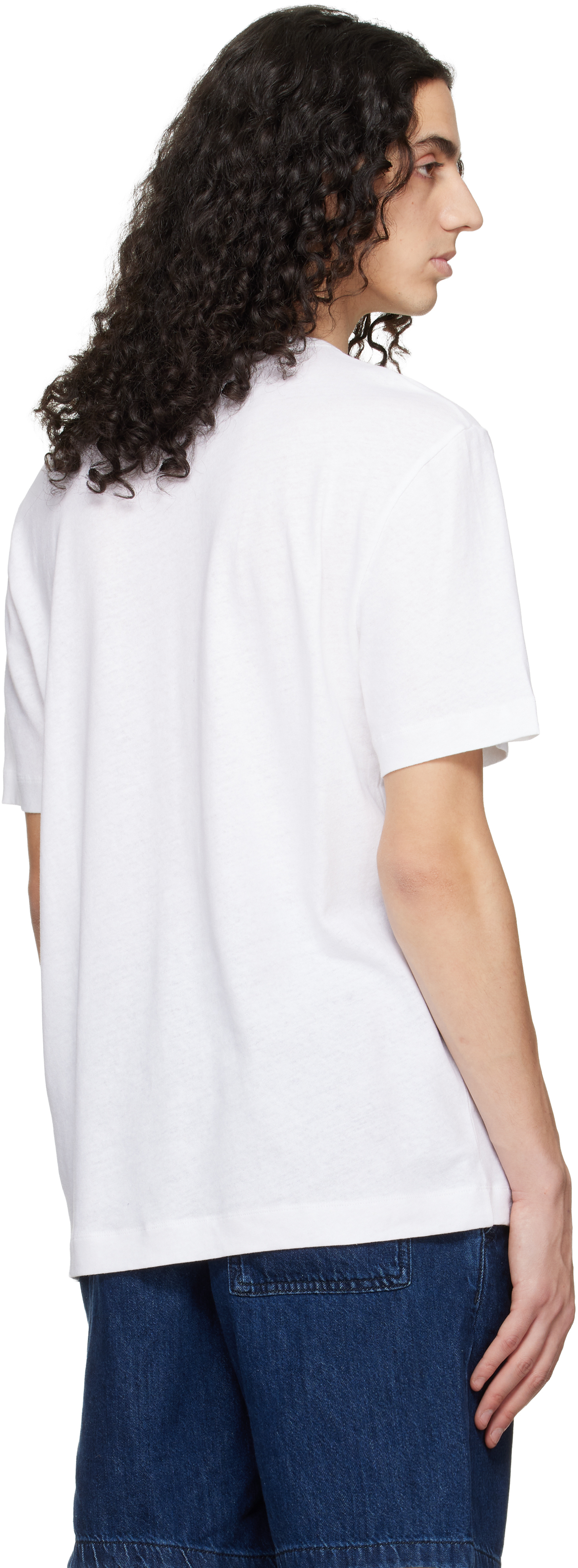White Cotton-Linen Regular Fit T-shirt