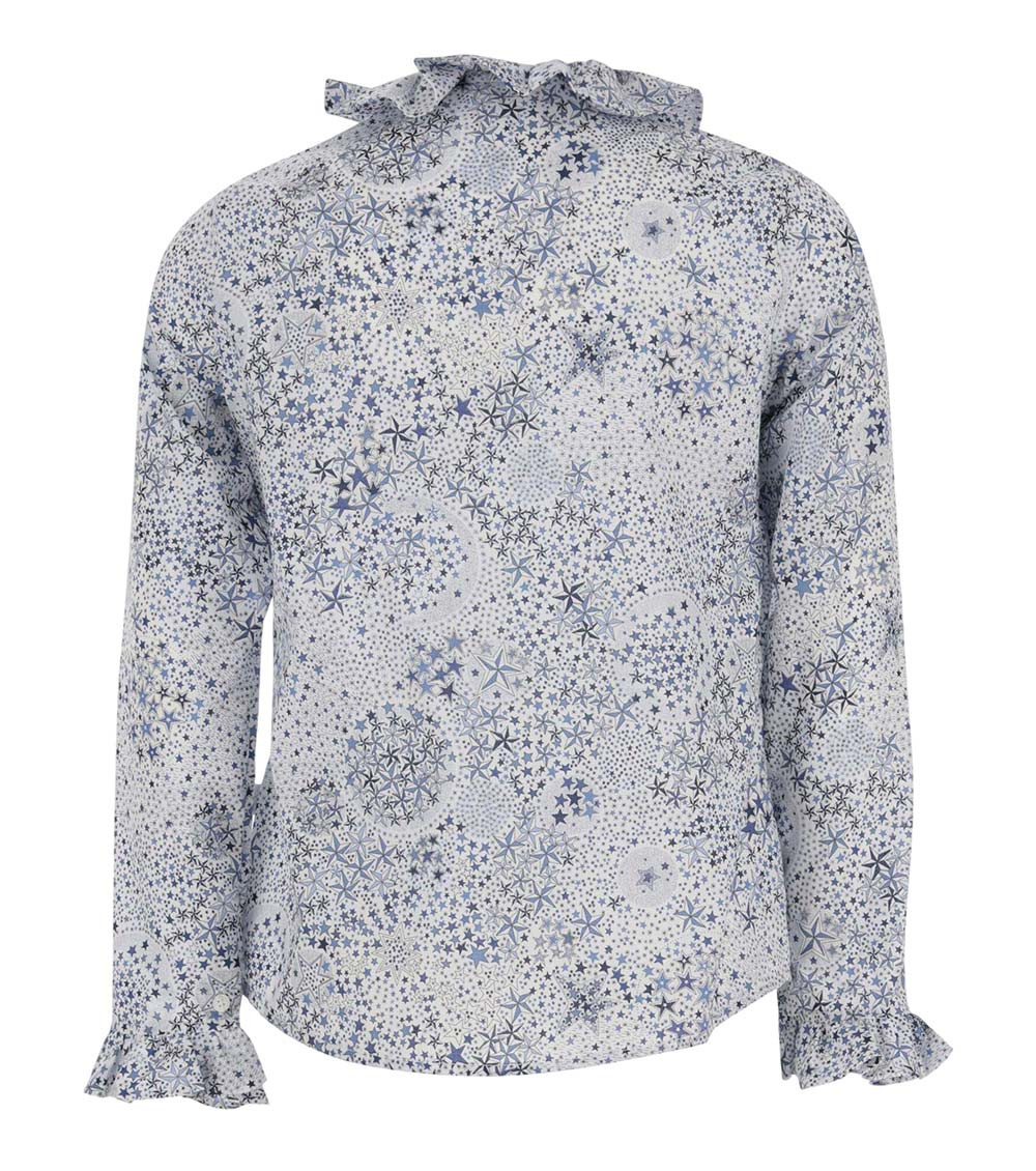 Girls Blue Printed Shirt