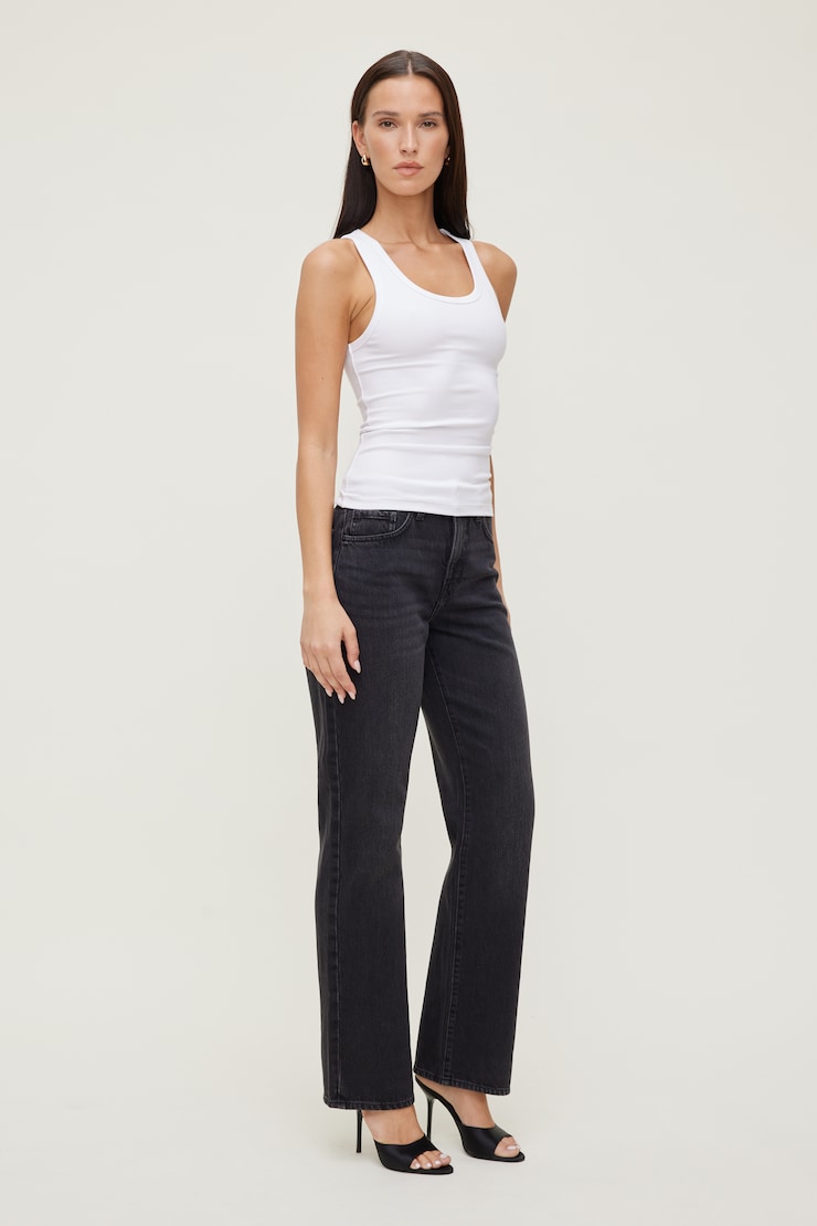 Cara Rigid High Rise Straight Leg Jeans - Black - Women Clothing