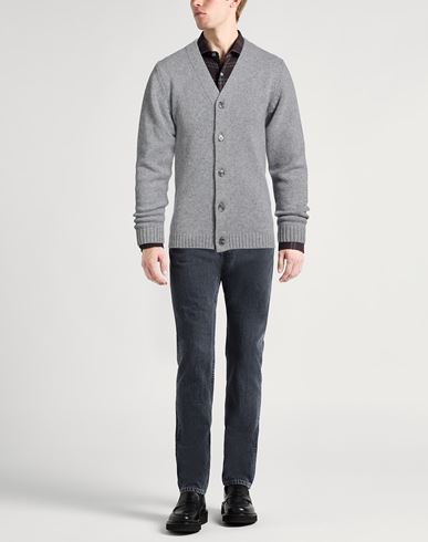 Man Cardigan Grey Size S Merino Wool