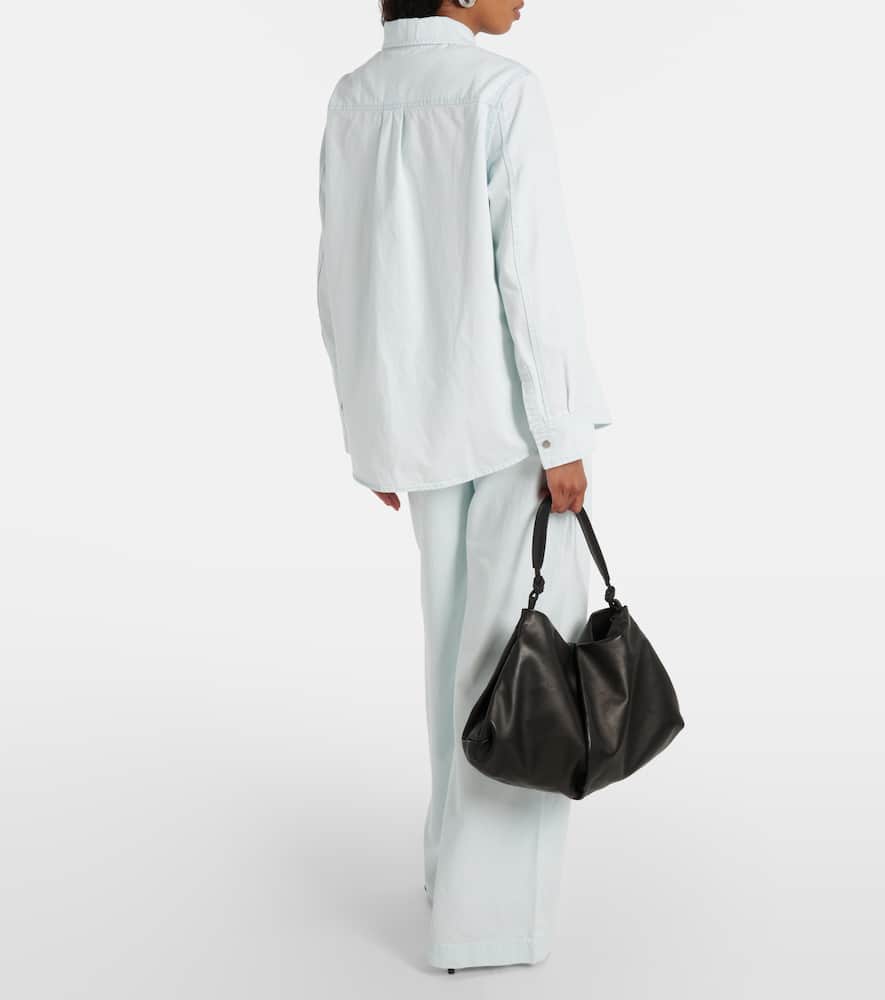 Vince High-rise cotton twill wide-leg pants