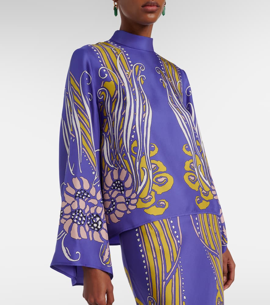 Make An Exit printed silk satin blouse