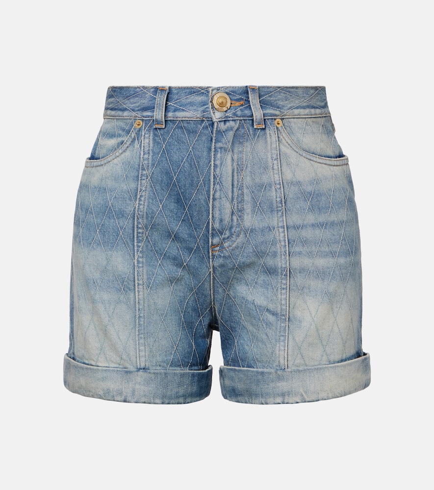 Patterned denim shorts