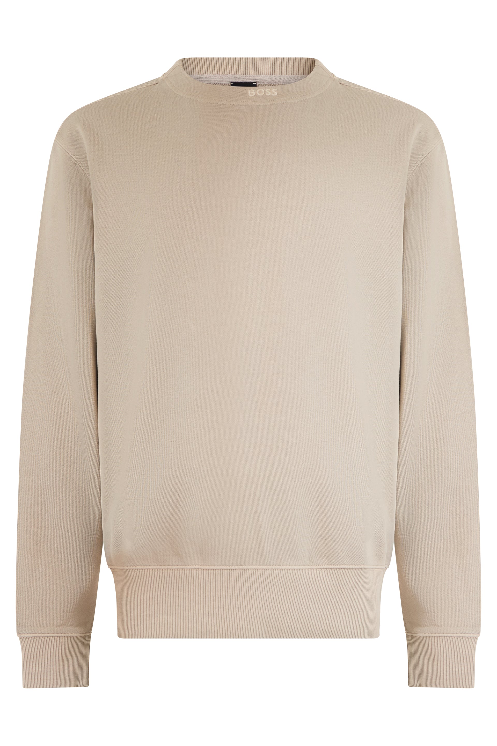 Men's Crew Neck Cotton Sweatshirt with Ribbed Cuffs and Hem