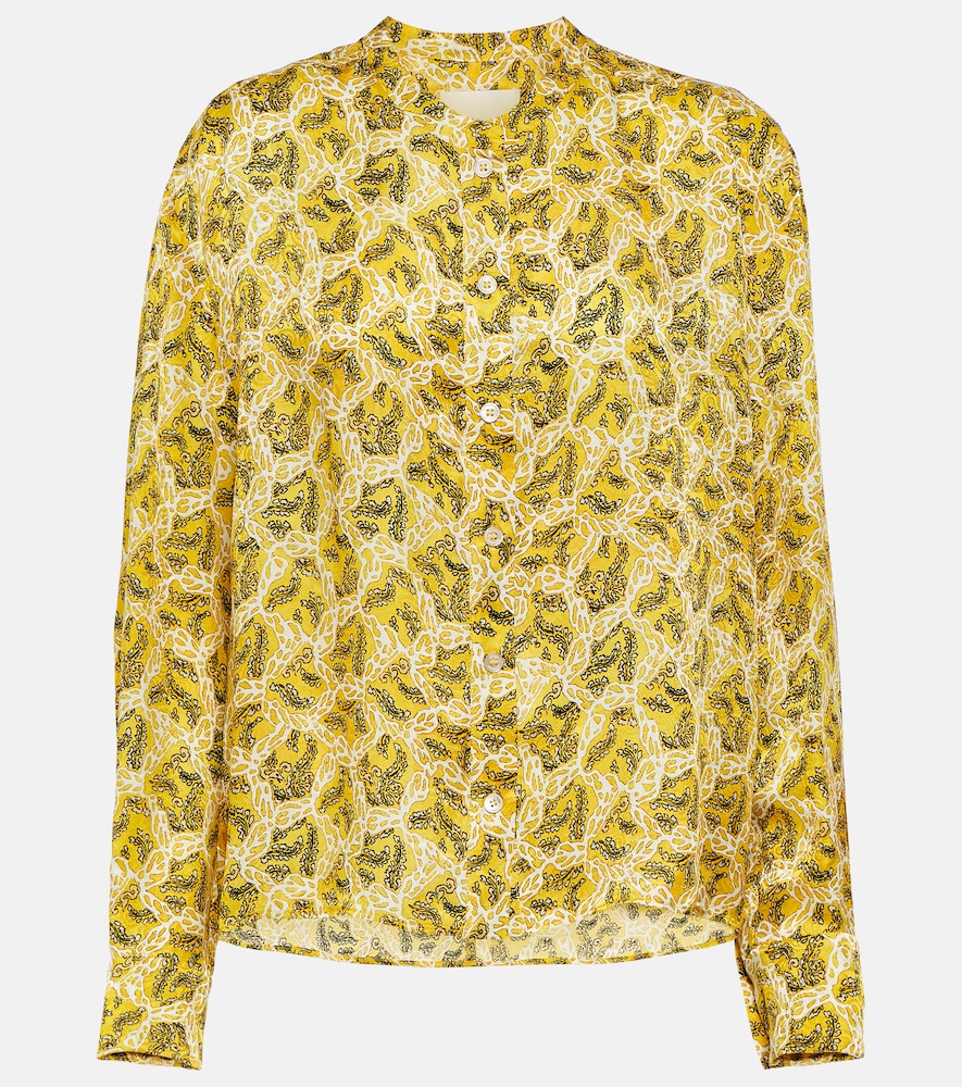 Printed silk-blend blouse