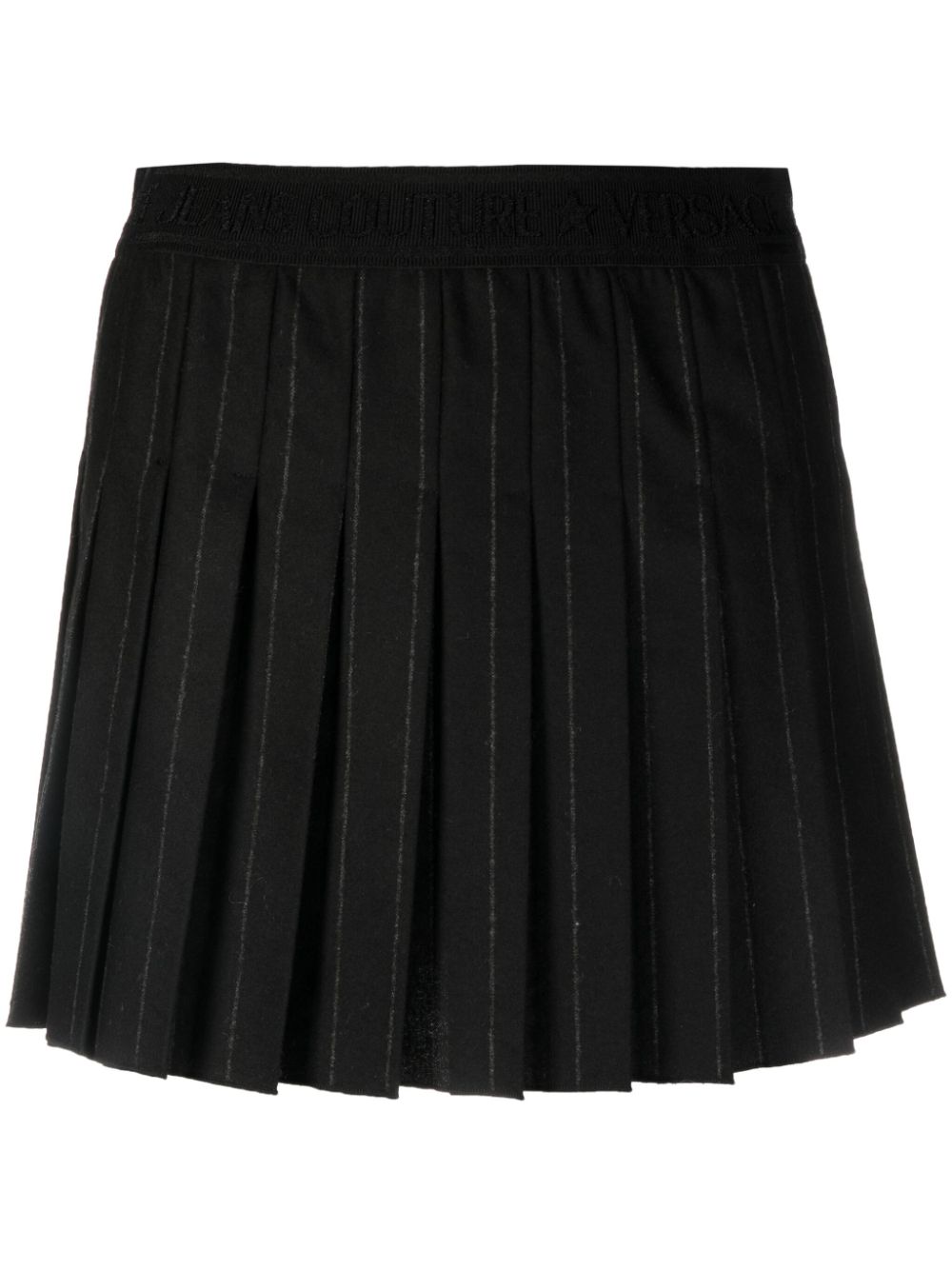 Pinstripe pleated skirt - Black