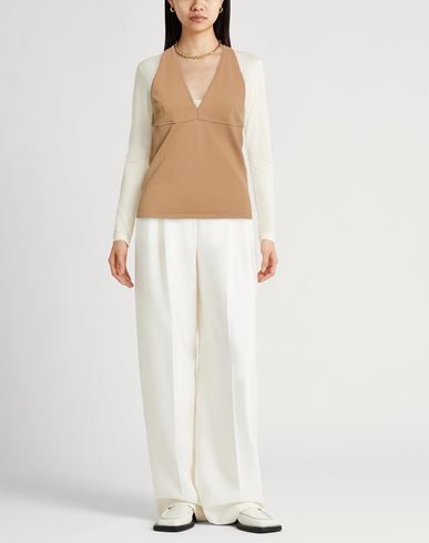 Sfilata Woman Top Camel Size L Viscose, Polyester