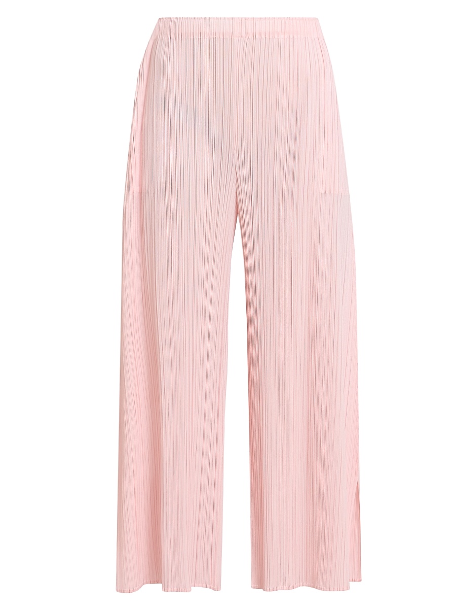 Women's Monthly Colors: March Plissé Wide-Leg Pants - Light Pink