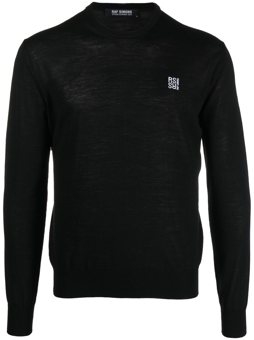 Logo-embroidered fine-knit merino jumper - Black
