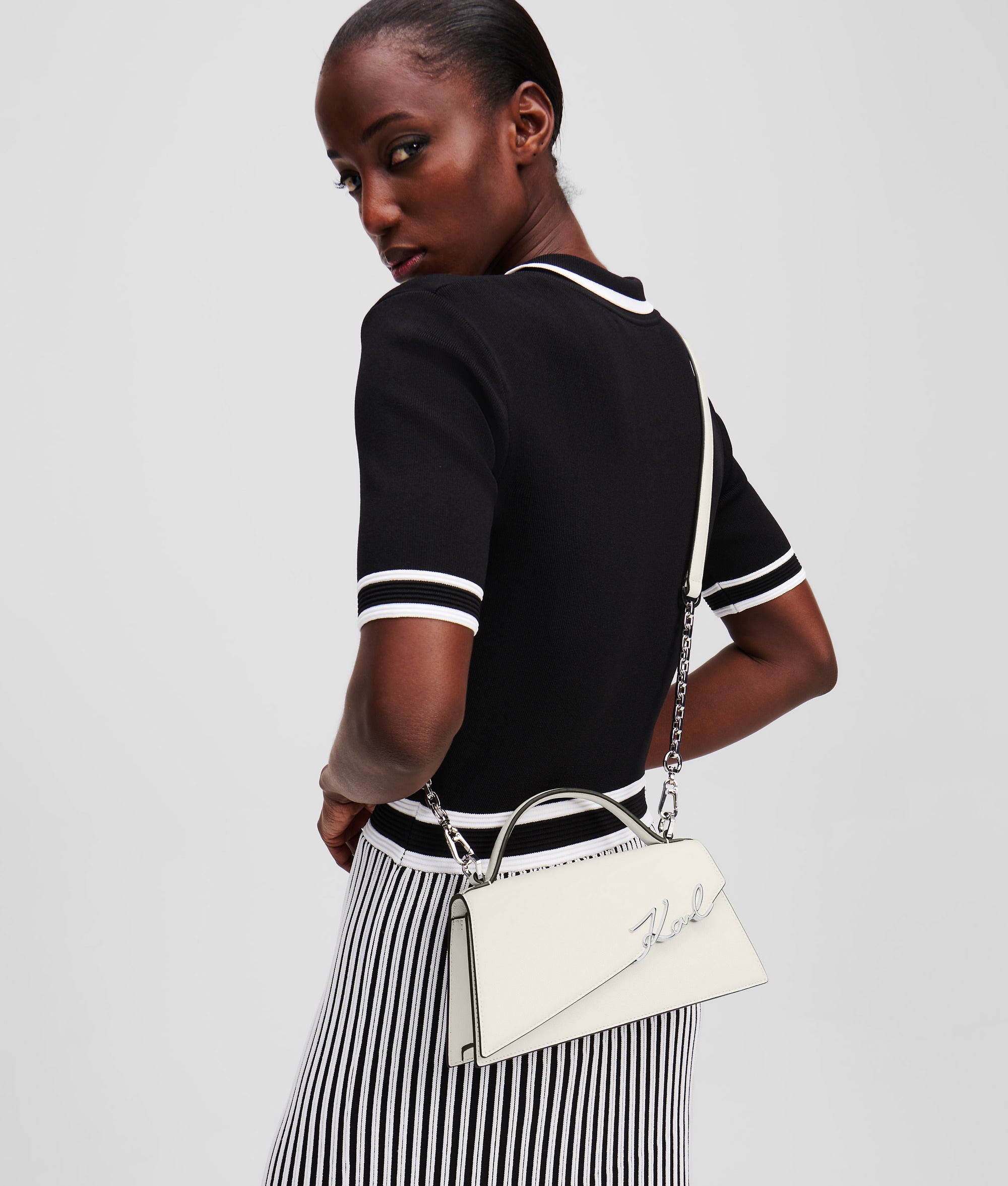 Karl Lagerfeld - Sac Bandoulière Fin K/signature, Femme, Blanc Cassé, : One