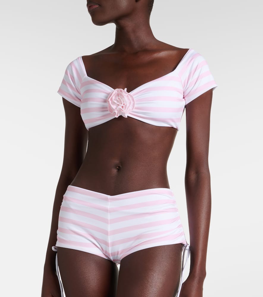 Stefani striped off-shoulder crop top