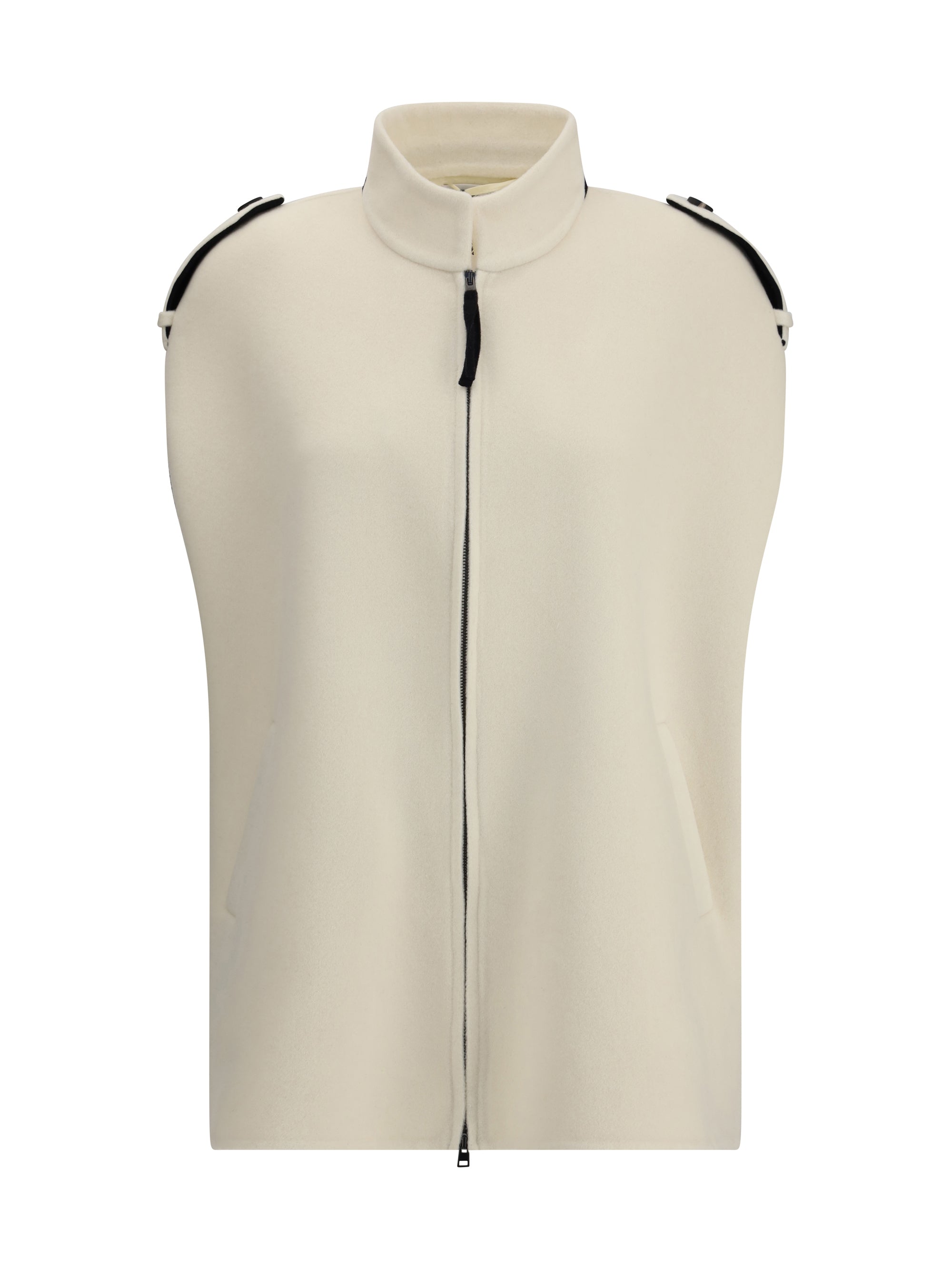 Wool-Cashmere Zipped Cape — Beige