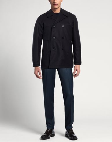 Man Coat Midnight blue Size L Wool, Polyamide