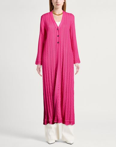 Woman Cardigan Fuchsia Size L Cotton, Viscose