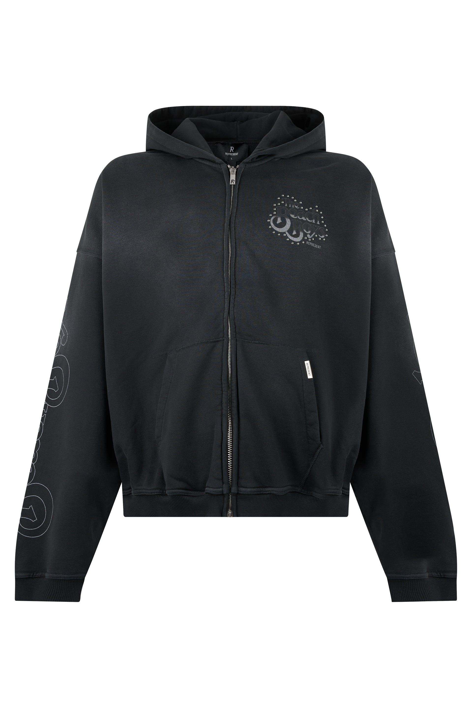 Men's Cropped Zip Hooded Sweatshirt with Chest Logo