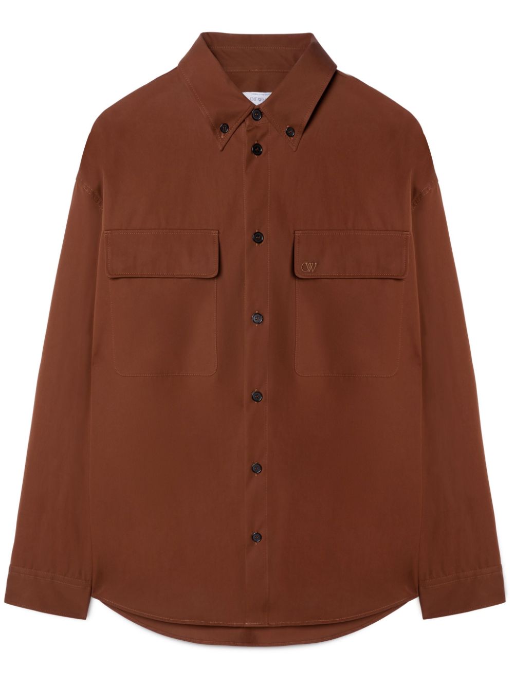 Ow Emb Cotgab Milit shirt - Brown