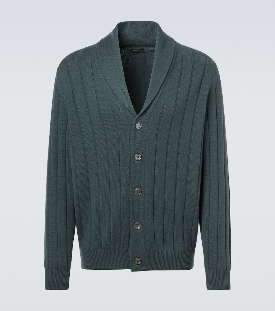 Rib-knitted cashmere cardigan