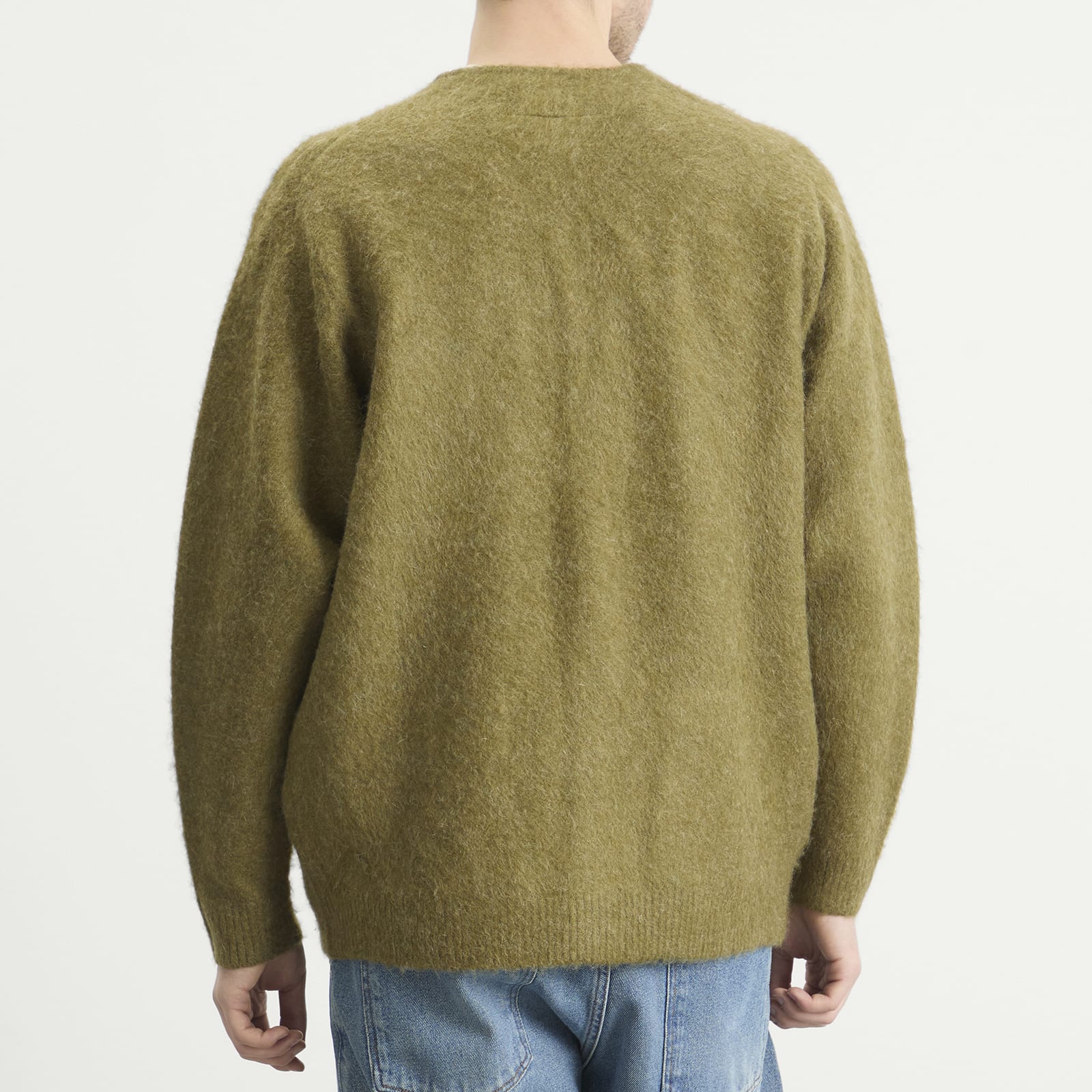 Men's Mohair Cardigan in Olive Drab