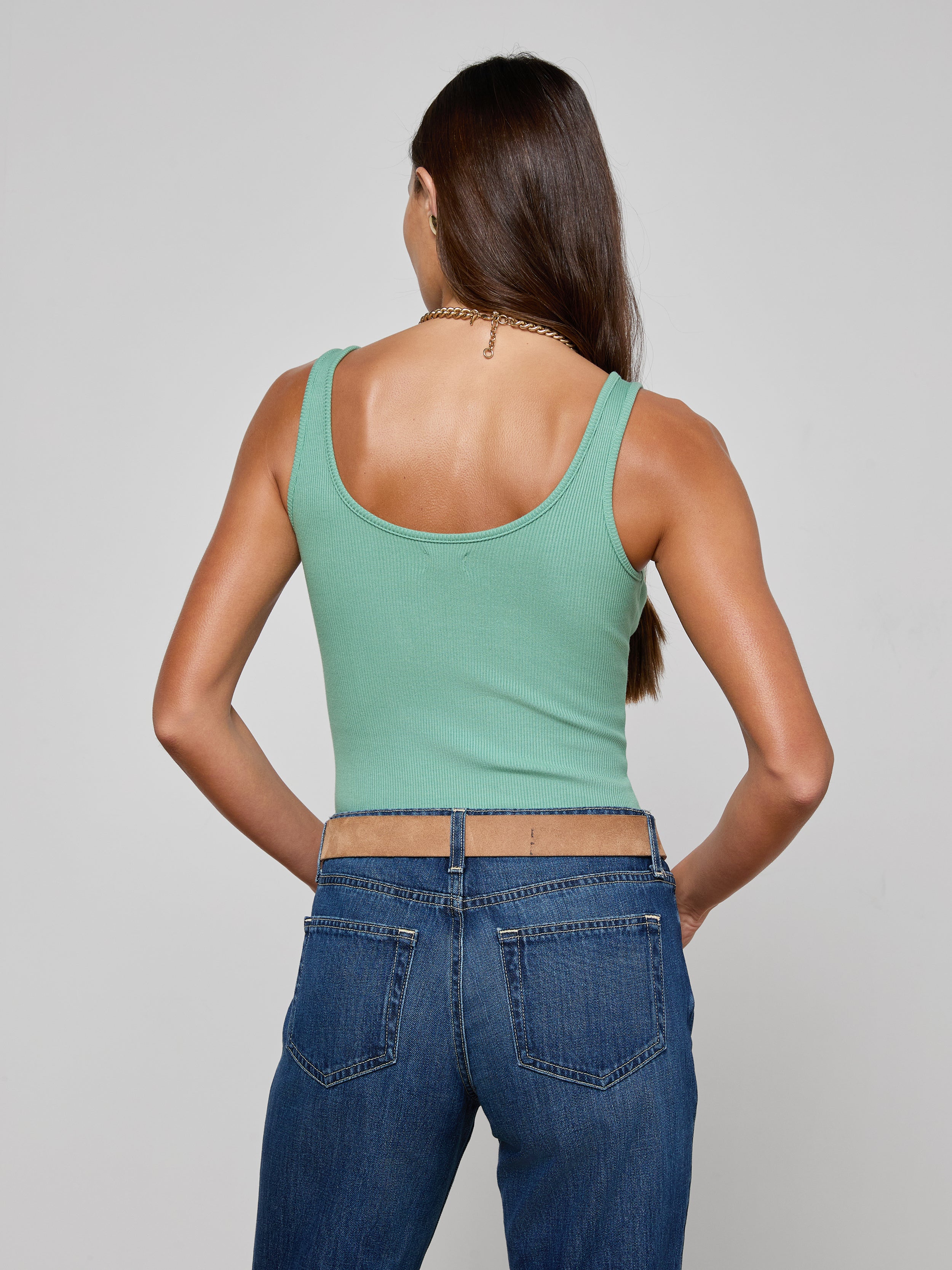 Nica Scoopneck Bodysuit In Malachite Green
