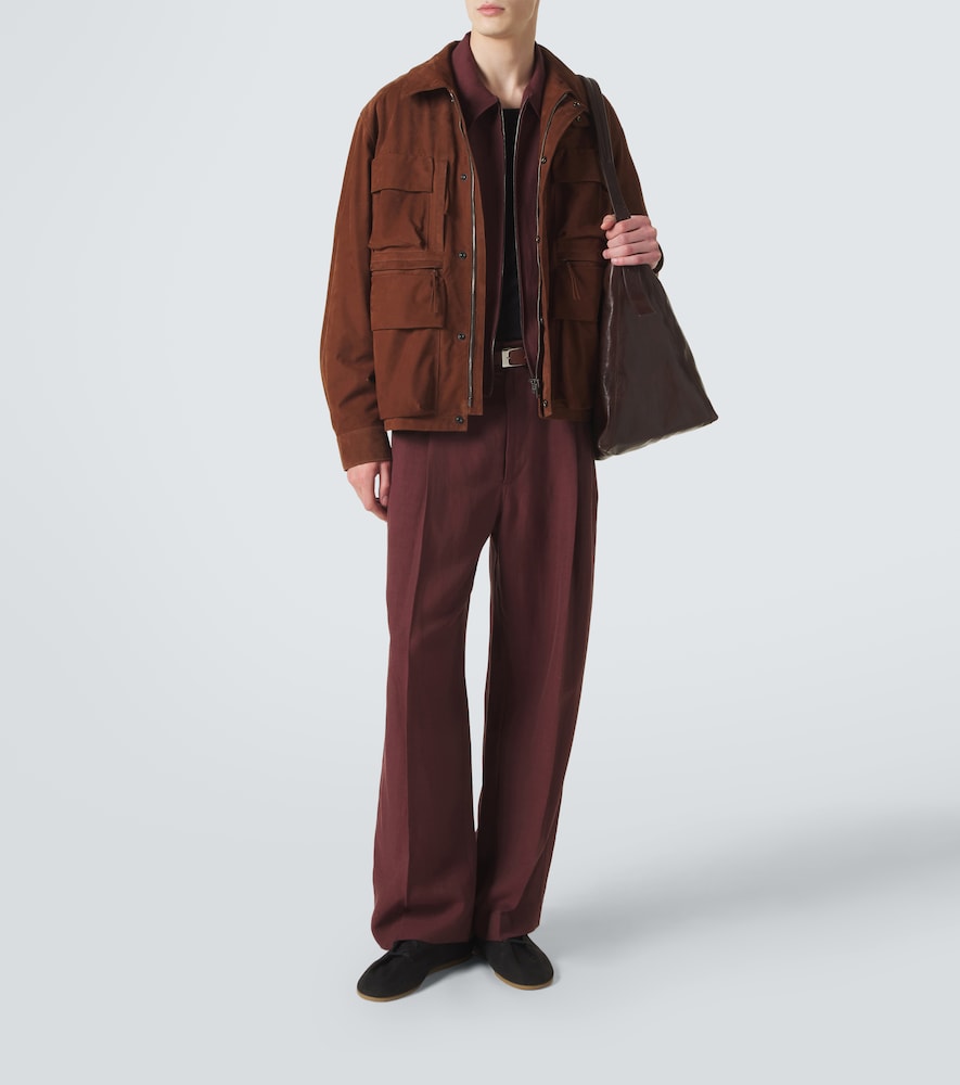 Pleated gabardine wide-leg pants
