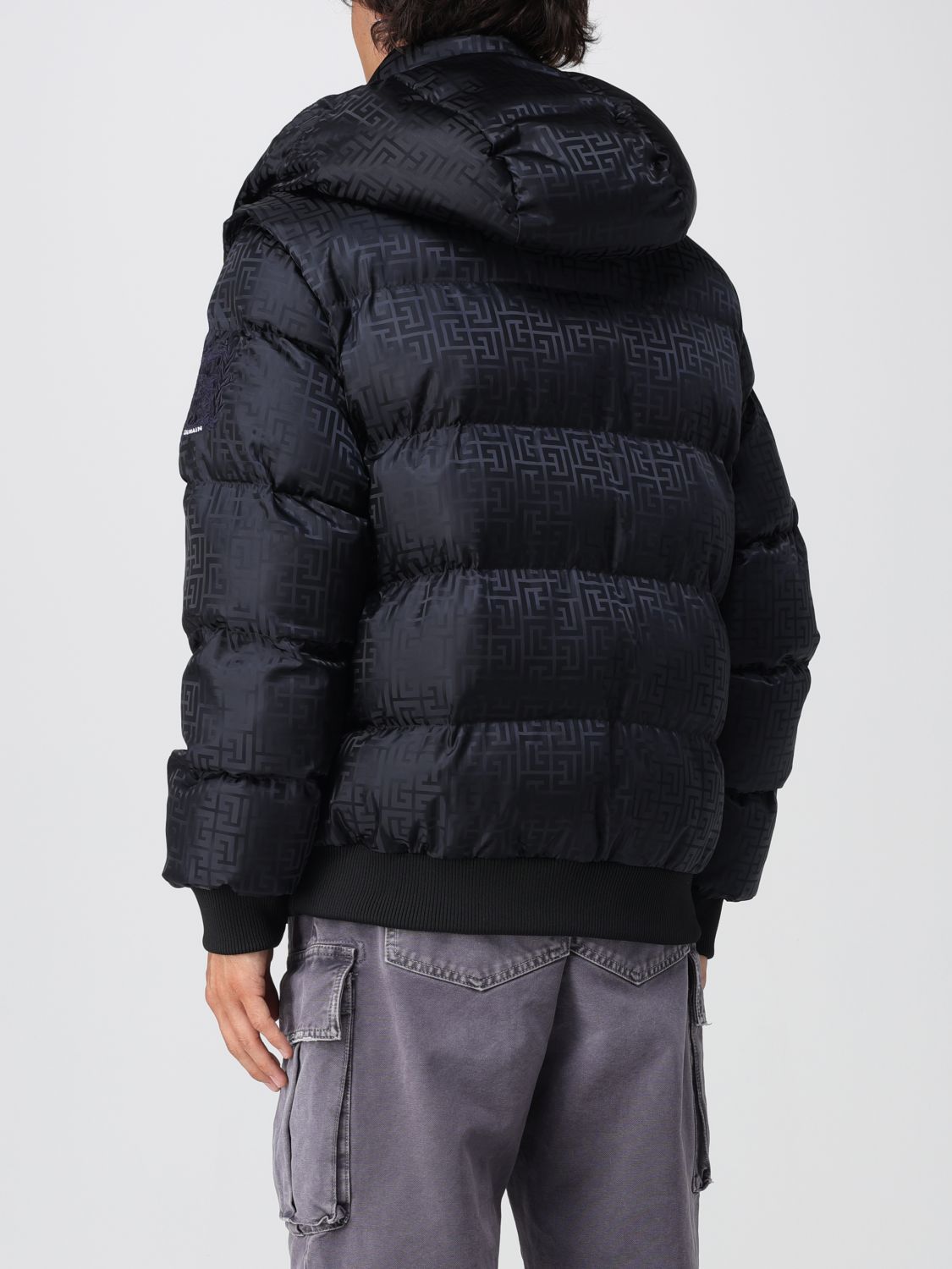 Monogram-jacquard padded jacket - Black
