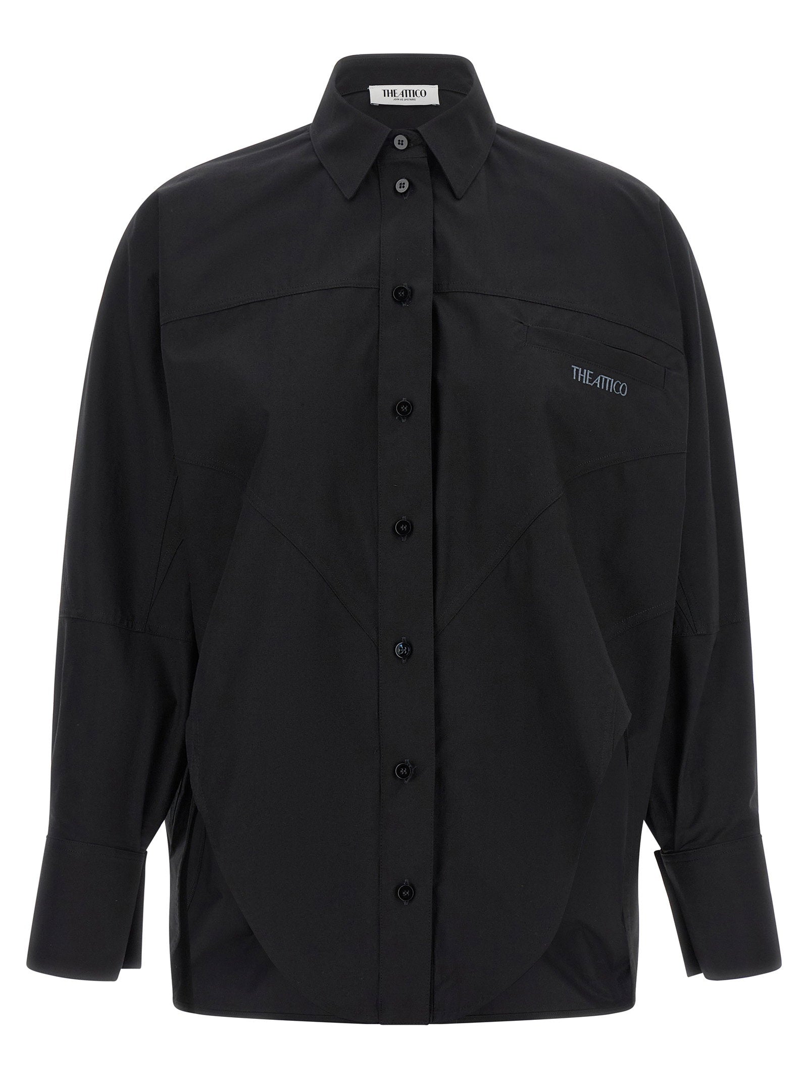 Shaped-Hem Cotton Shirt — Black
