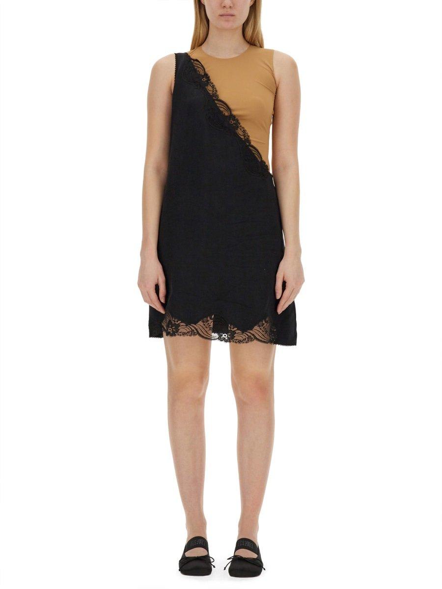 One Shoulder Lace Trim Dress