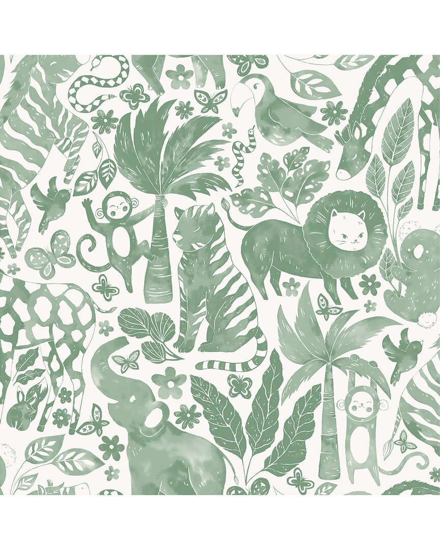 Sweet Safari Green Peel & Stick Wallpaper