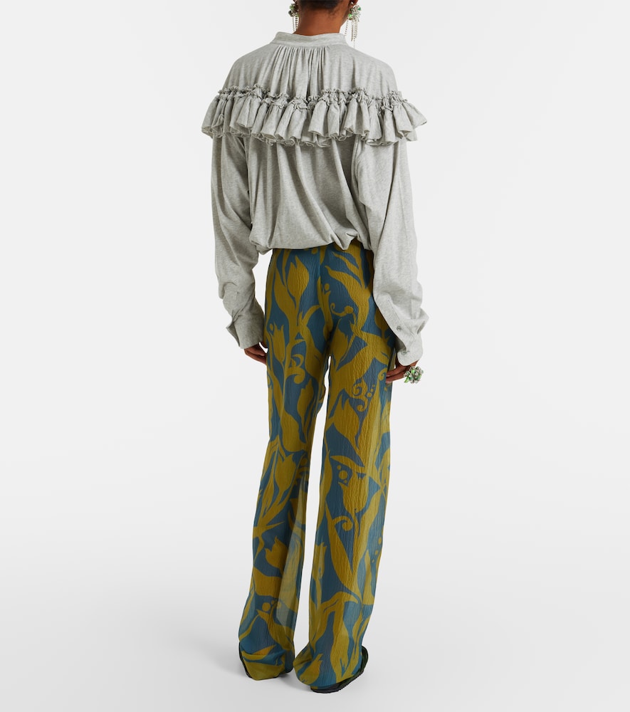 Pachas printed silk straight pants