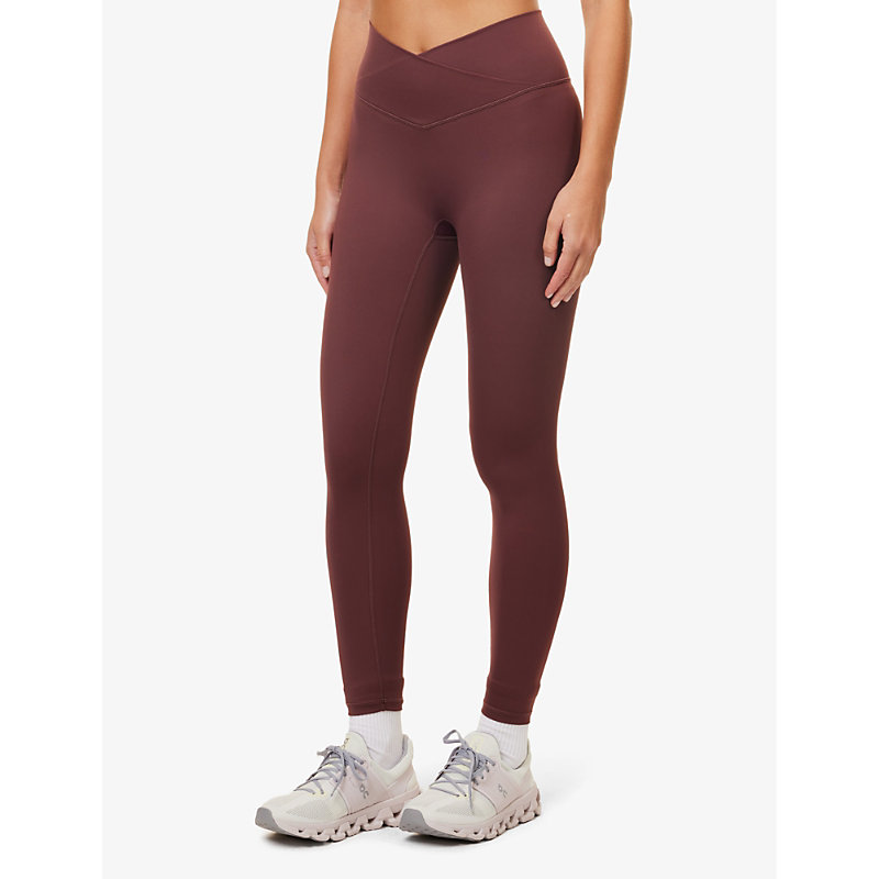 Womens Burgundy Ultimate Wrap-over High-rise Stretch-woven Leggings
