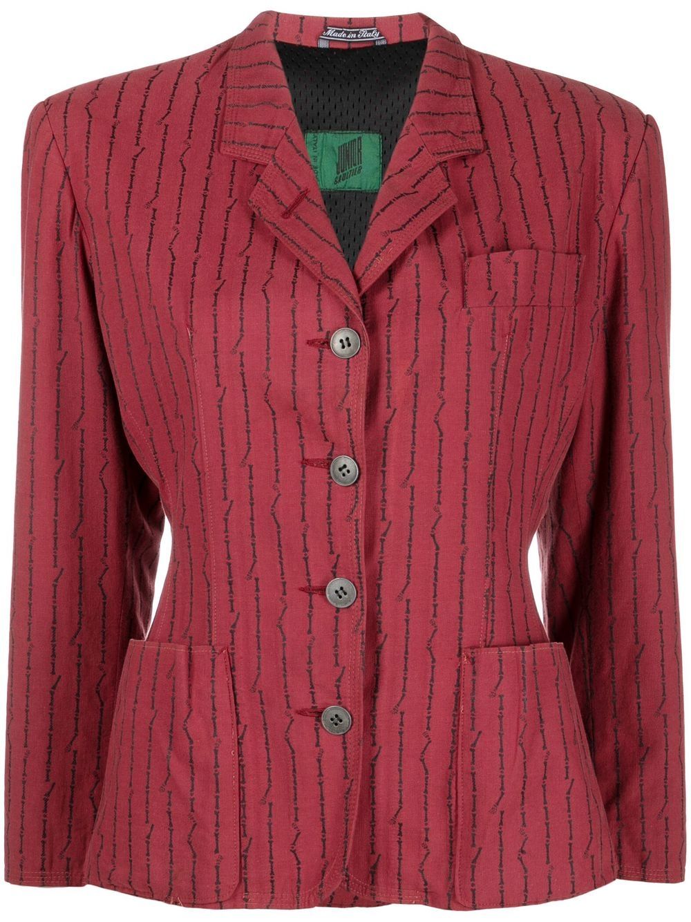 1980s graphic-pinstripe blazer - Red