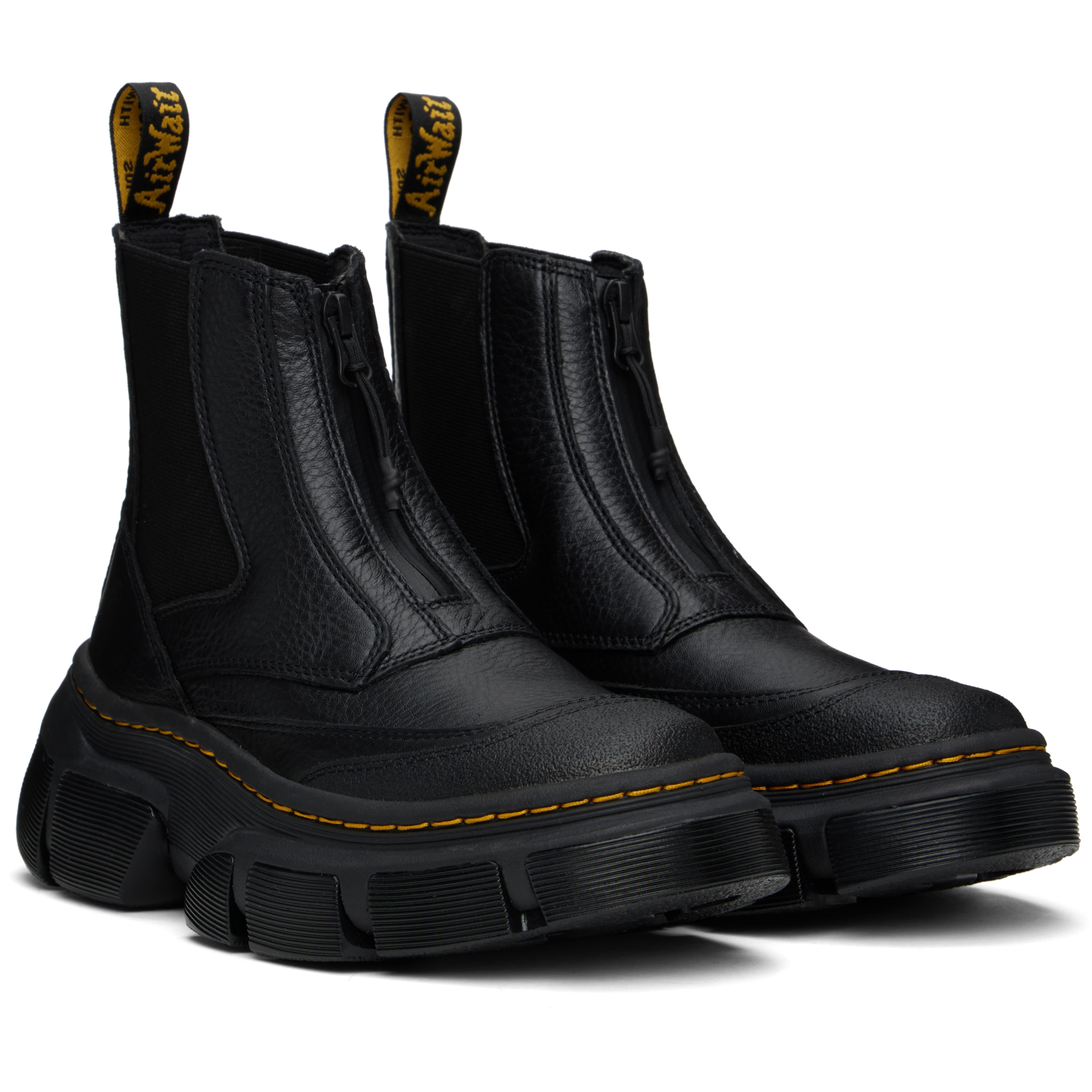 Black DMXL Zip Leather Chelsea Boots