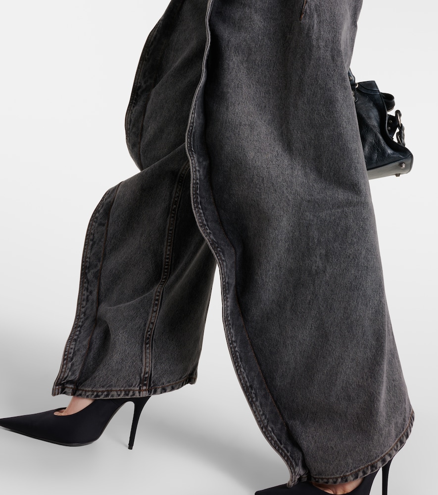 Paneled straight jeans