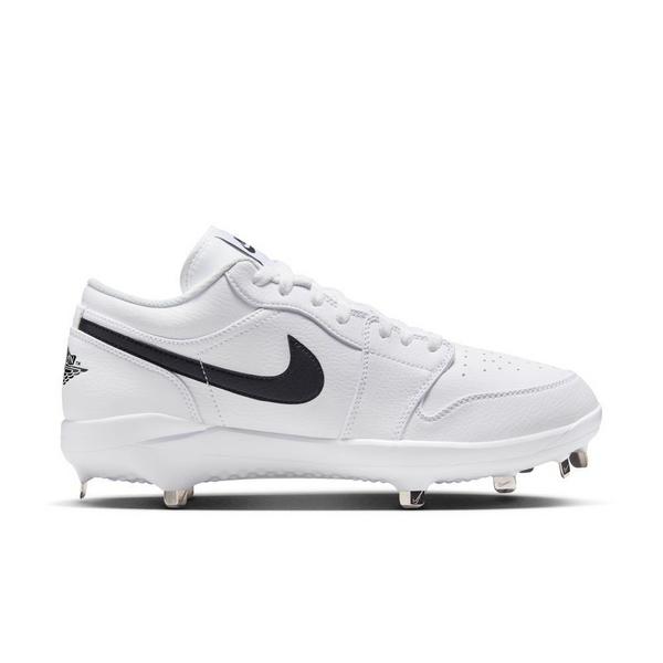 Men's 1 Retro Low Metal Baseball Cleats 10 White/Black/White