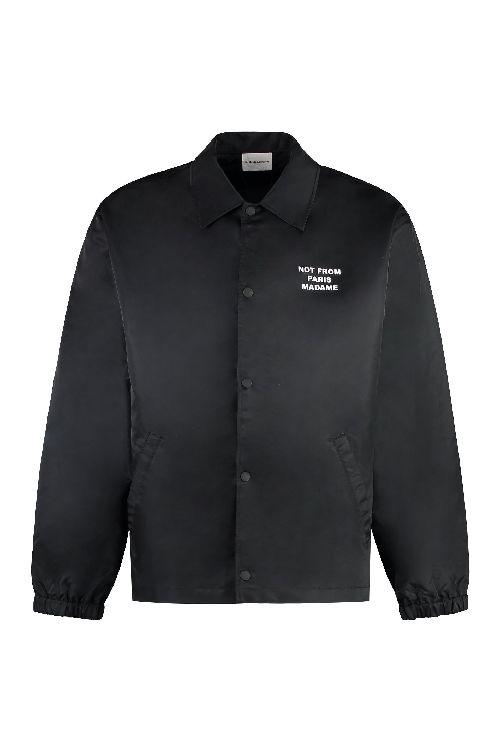 Nylon Slogan Raincoat — Black