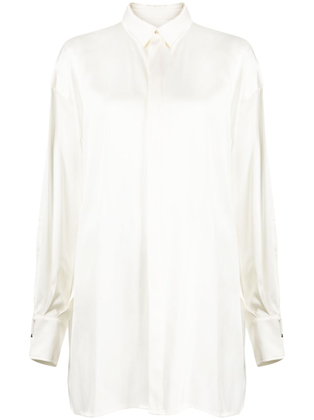 Satin long shirt - White
