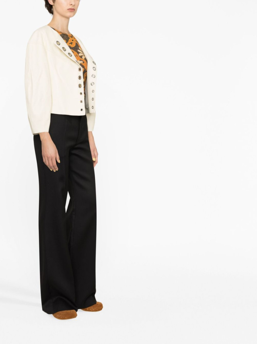 CHLOÉ- Flared Silk Blend Wool Trousers