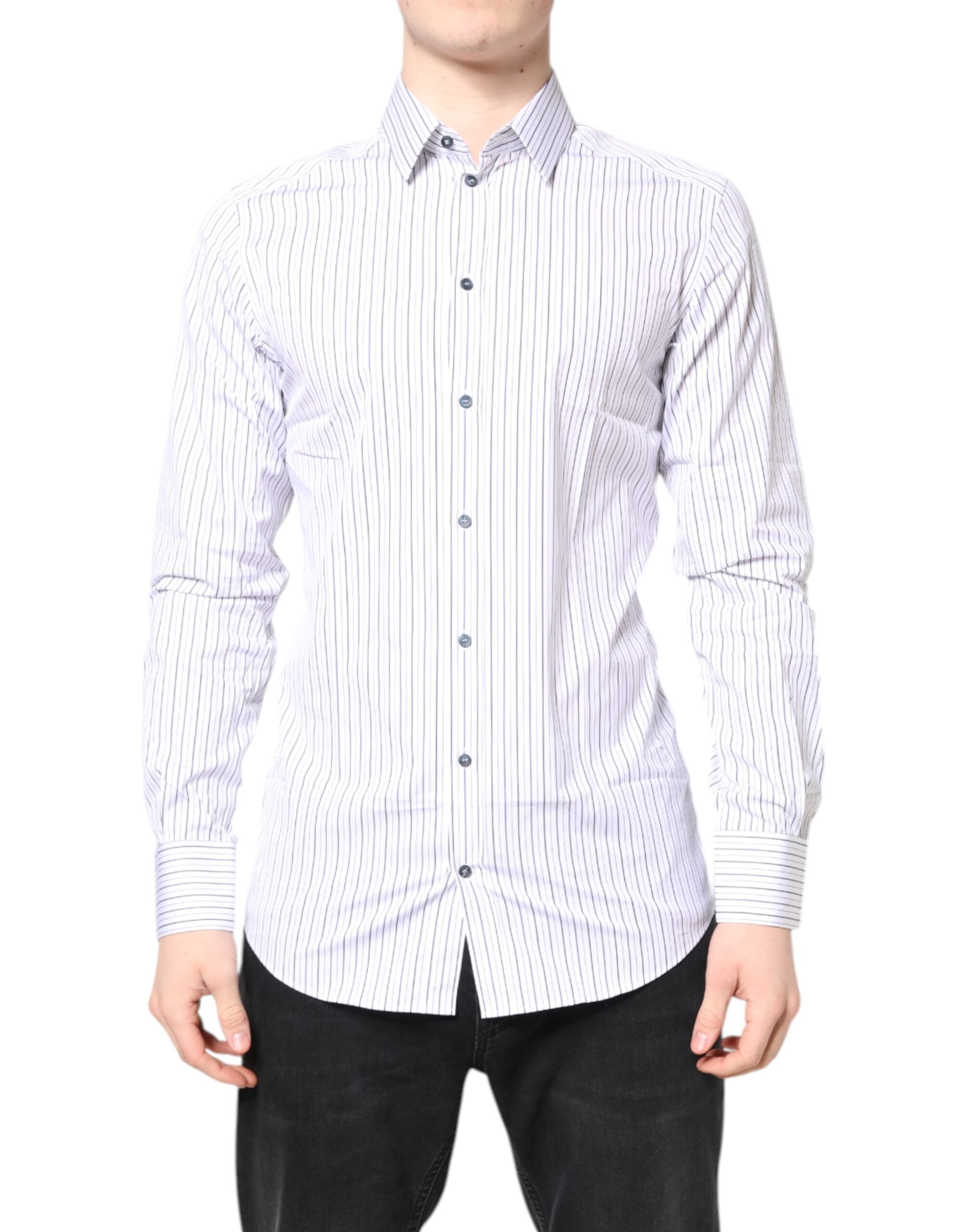Pinstriped Cotton Shirt — White