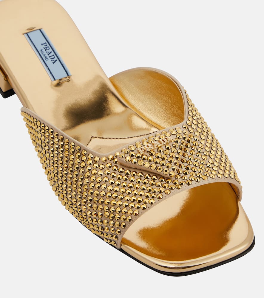 Prada Crystal-embellished flat sandals
