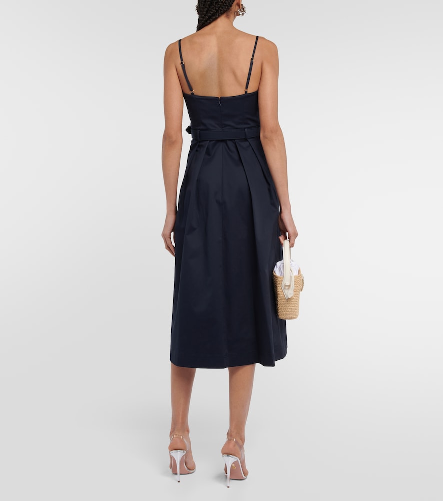 Belted cotton-blend midi dress